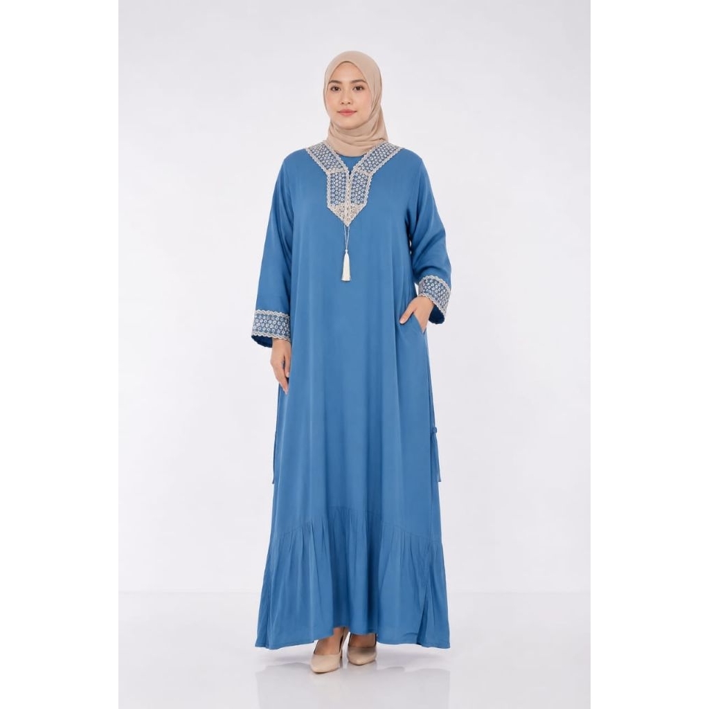 Gamis Rayon Santung Longdress Full Renda