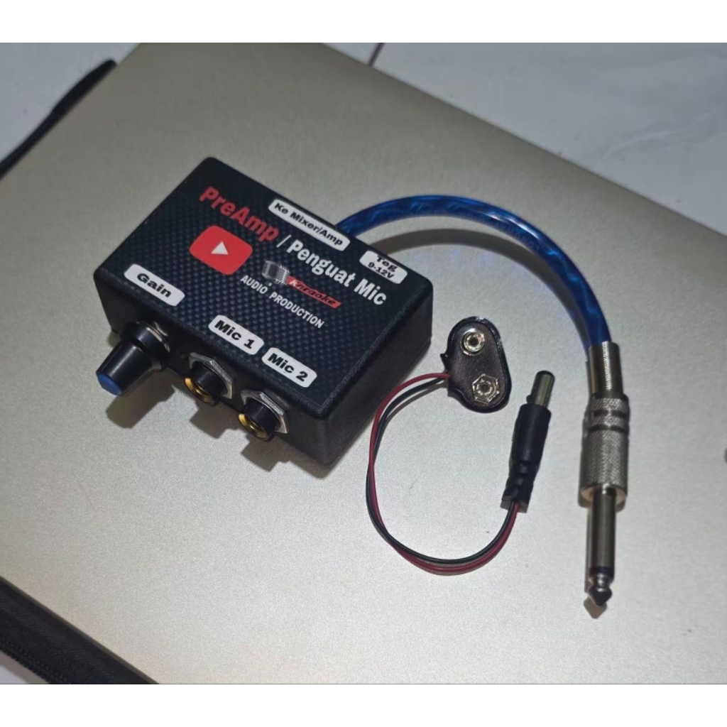 Penguat mic dynamic preamp mic suara mendem jadi peka dua input mic