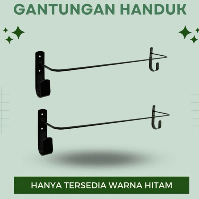 GANTUNGAN HANDUK Hook Hanger, Jemuran Dinding GRATIS 4 BAUT