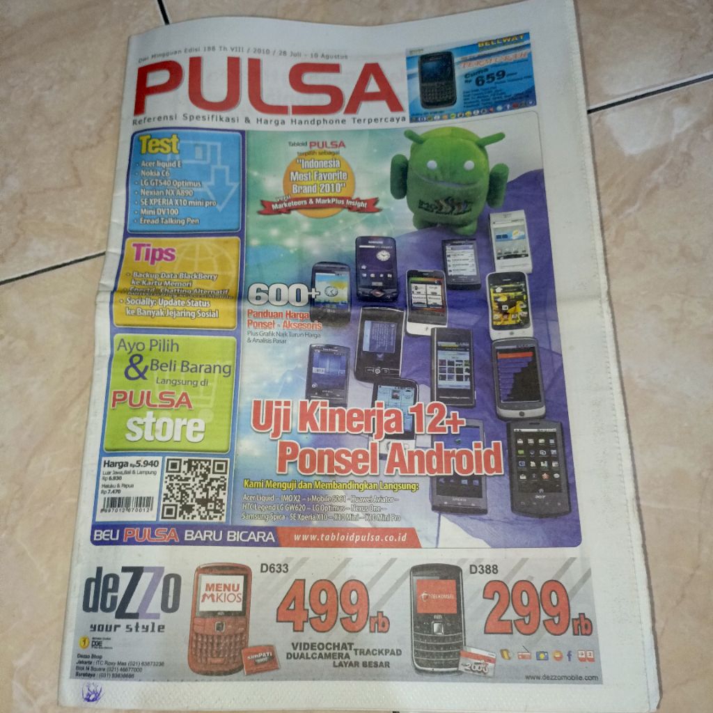 Tabloid PULSA tahun 2010 edisi 188, 177, 174, 178 dan 191 cek foto cek deskripsi