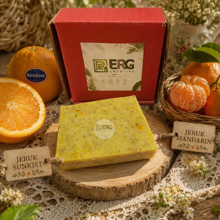 Sabun Jeruk Alami Mandi Sunkist Mandarin Natural Handmade Soap | Sabun Vitamin C Alami Mencerahkan d