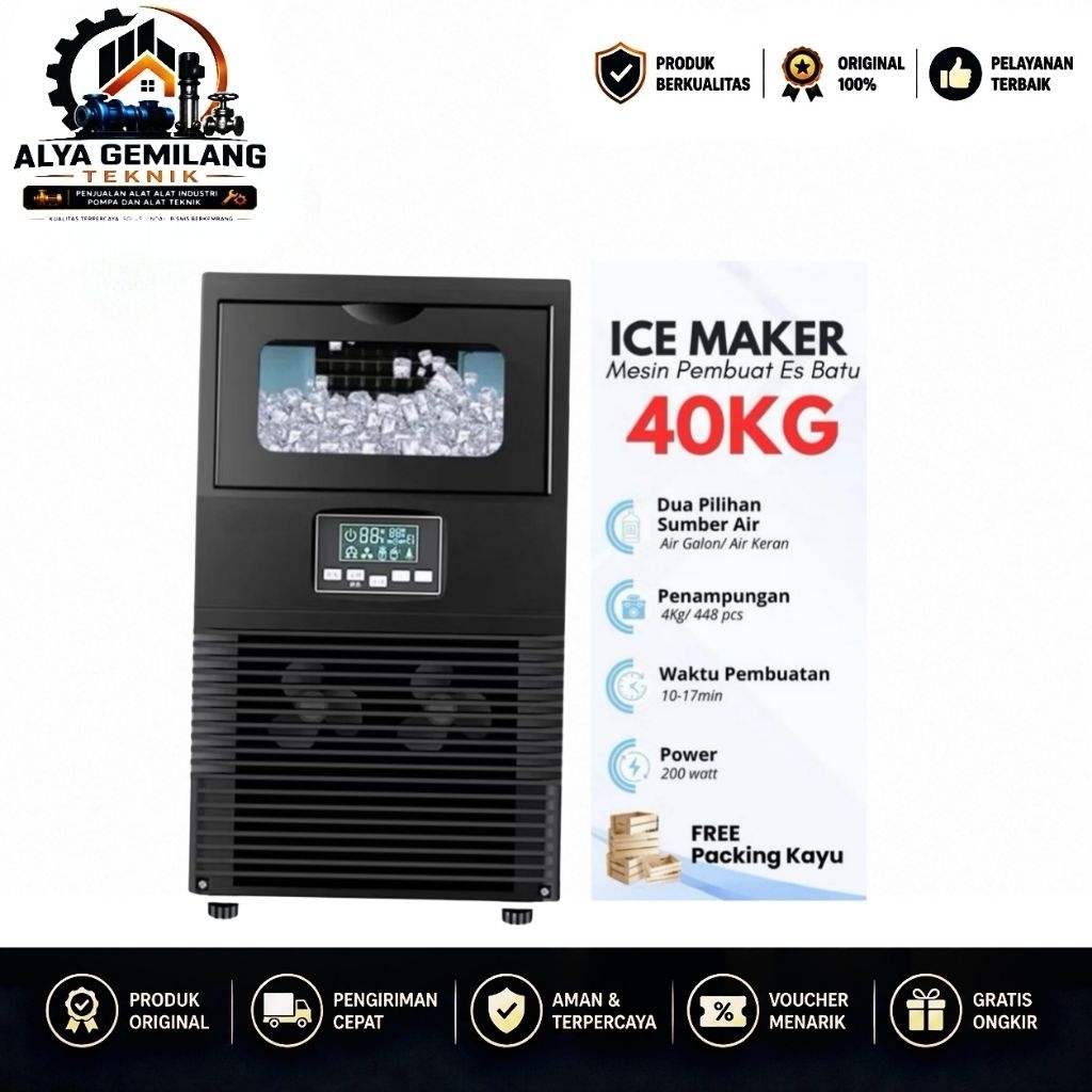 Mesin Hicon HZB 40F Es Batu 40kg Perhari Ice Cube Maker HZB Cafe And Restoran