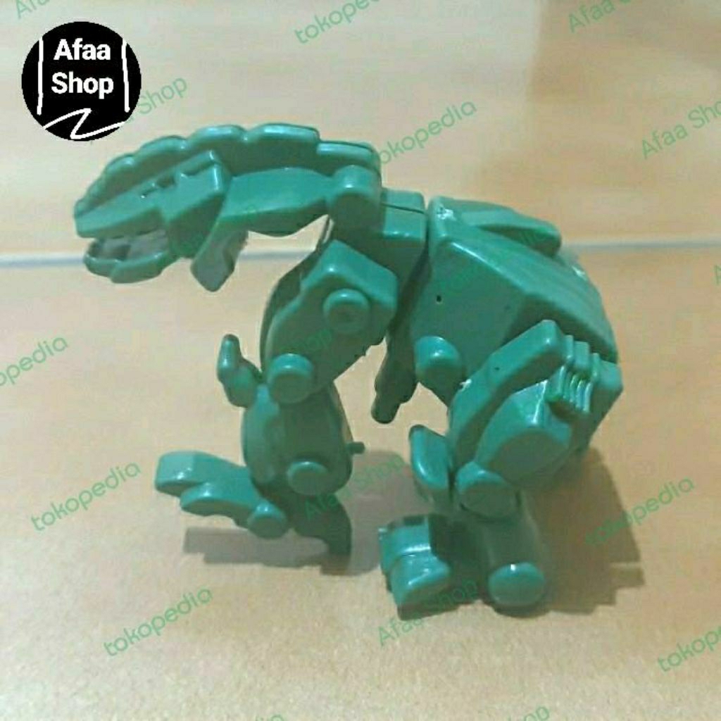 Mainan preloved lotte robot deformation dinosaurus plastik bongkar pasang