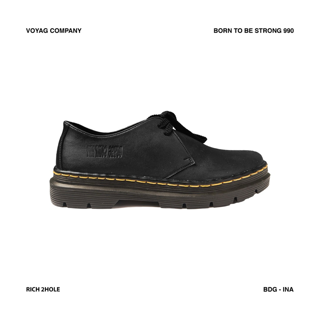 VoyagCompany | Sepatu Formal 2Hole Rich, Black | Boots Formal Kulit