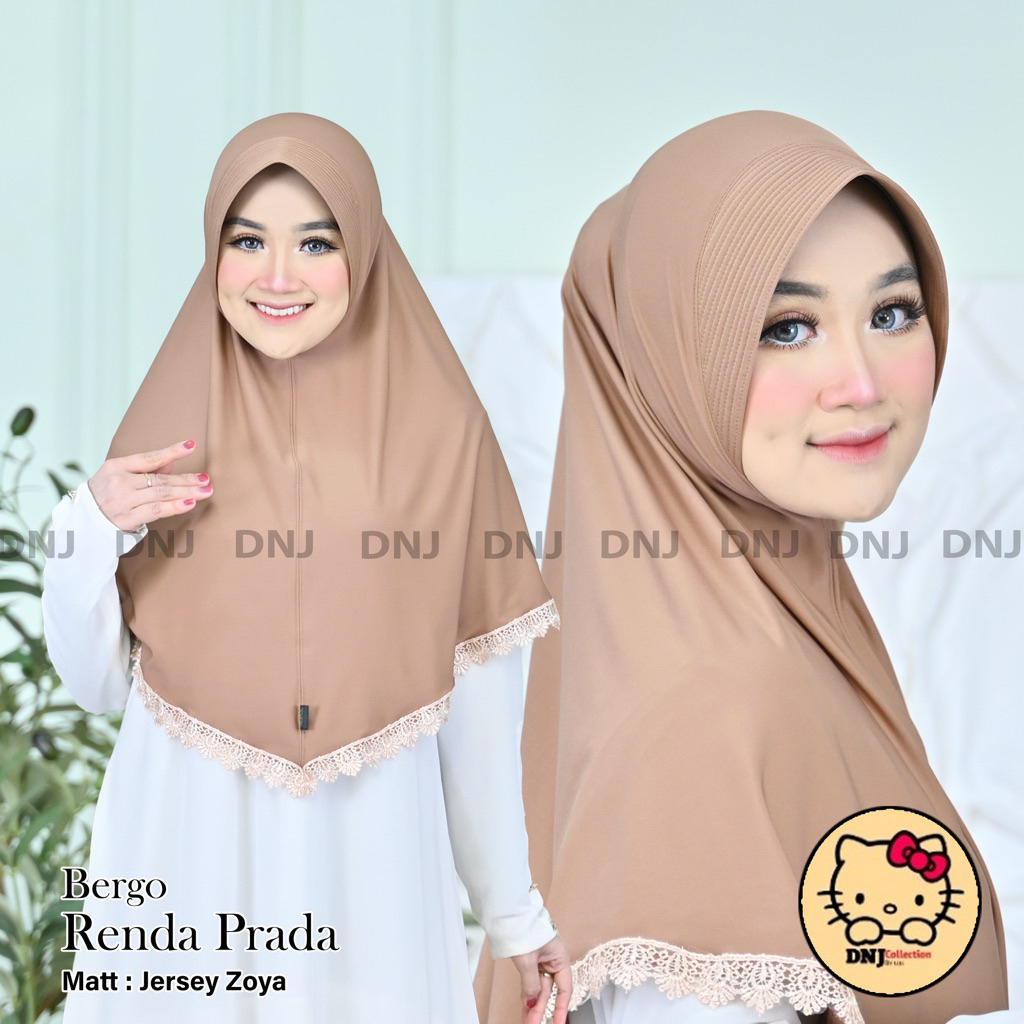 Bergo instan renda Prada/hijab instan renda Prada/kerudung instan renda Prada jersey ped
