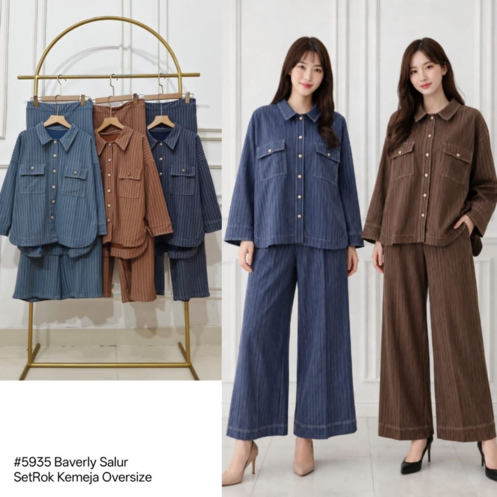 Setelan Celana Kemeja Oversize Terbaru Cantik Premium Kekinian CLARKE ORI