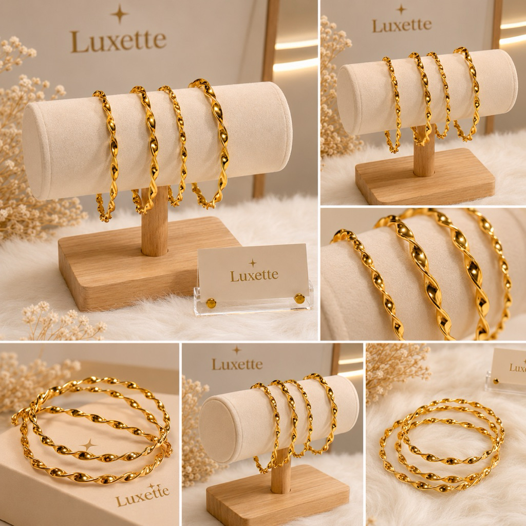 Luxette | Gelang titanium wanita kroncong ulir Gelang cewek Korea model kroncong ulir