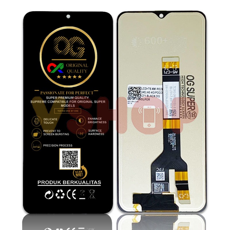Layar LCD Touchscreen Fullset untuk Ponsel Redmi A5 4G dan Poco C71, Komponen Pengganti Panel Depan