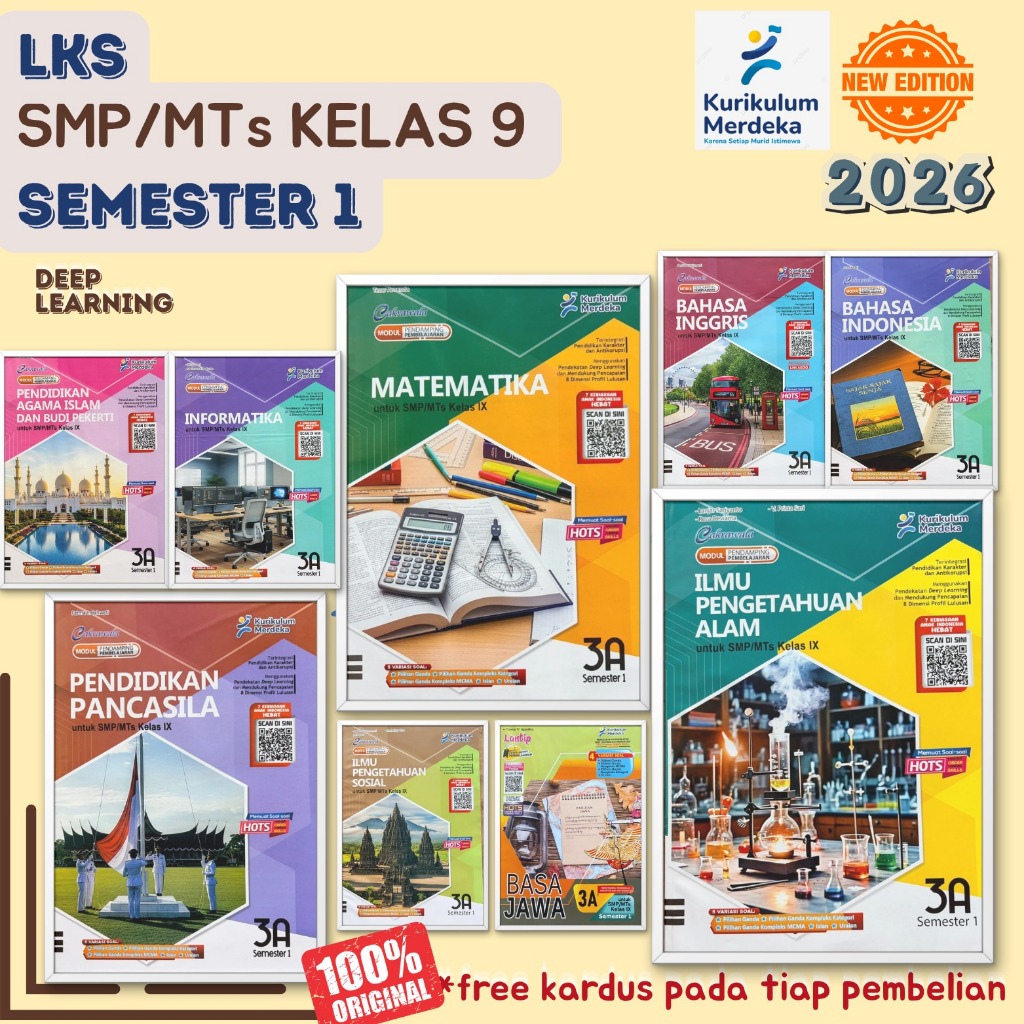 LKS CAKRAWALA PKN, BAHASA INDONESIA, BAHASA INGGRIS, MATEMATIKA, IPA,IPS KELAS 9 UNTUK SMP/MTs SEMES