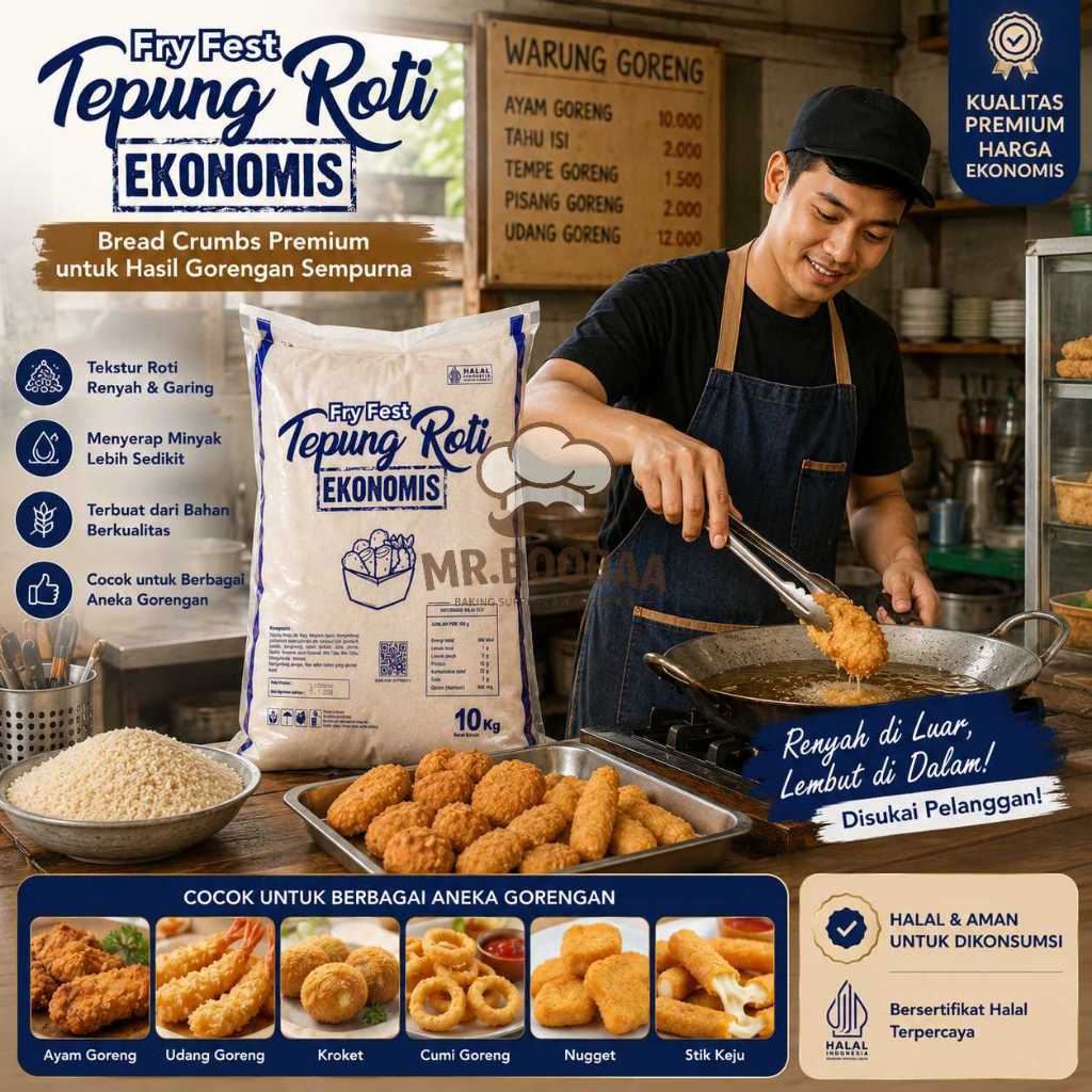 BREAD CRUMBS FRYFEST MIX Tepung Roti Panir Kasar Garing Krispi Premium 10KG