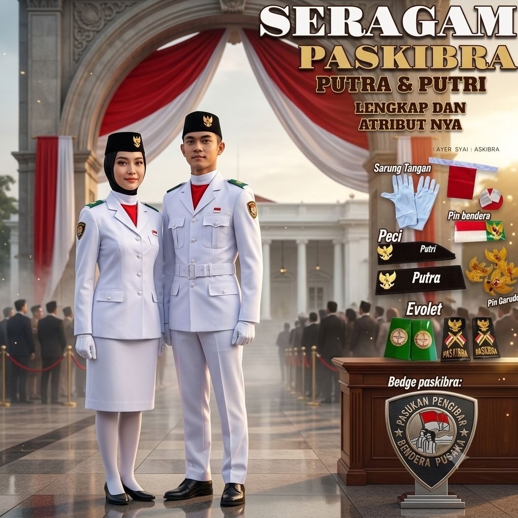 Seragam PASKIBRA Putra & Putri Lengkap, Setelan PASKIBRA Lengkap / Baju PDU PASKIBRA Lengkap