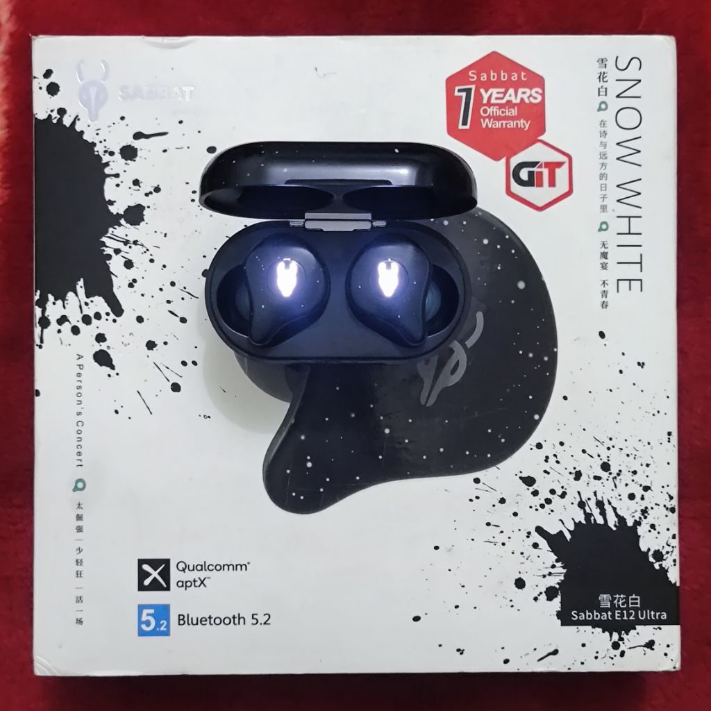 TWS Sabbat E12 Ultra “Snow White” Edition Preloved Headset Bluetooth Second Original Sabbat