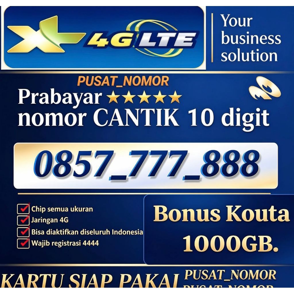 ready kartu cantik xl 10 digit bonus kuota 1000gb