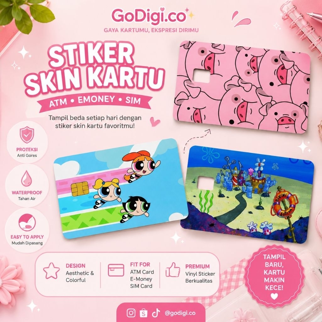 Stiker Kartu ATM/SIM/E-Money/DLL, Desain or Costume- GoDigi.co