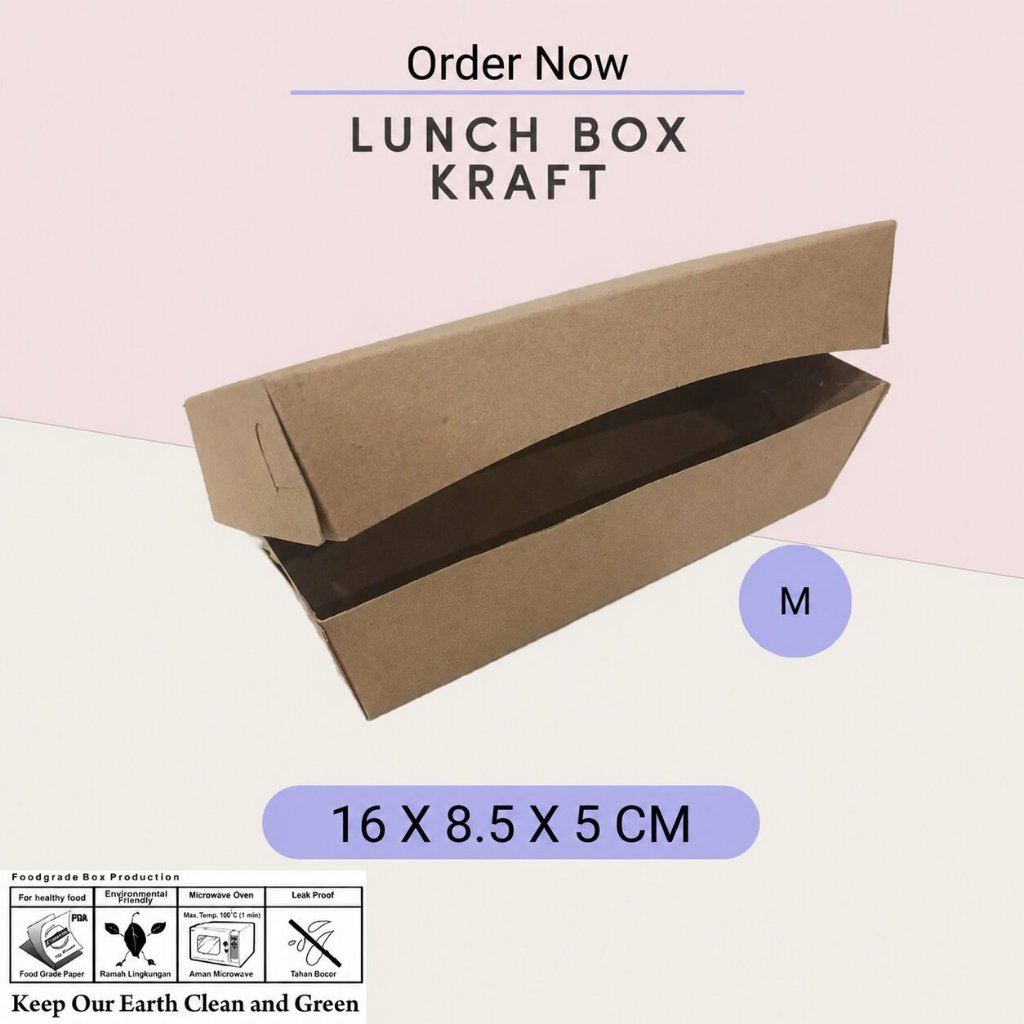 Paper Lunch Box Kraft / Craft Laminasi PE - 50PCS / Paper Lunch Box Medium