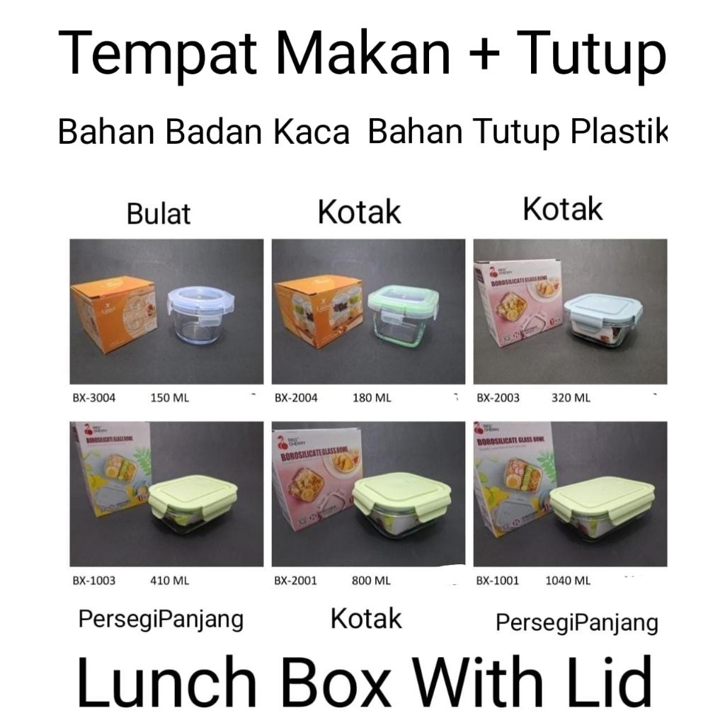 Tempat Makan Lock N Lock / Makanan Bulat 150ml / Kotak 180ml 320ml 800ml / PersegiPanjang 410ml 1040