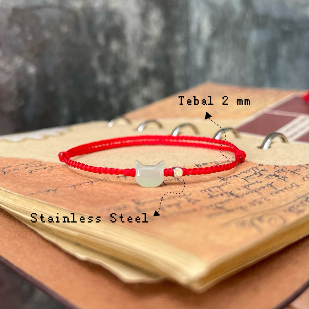 Lucky Bracelet • Gelang tali merah tipis kucing • Gelang cina merah