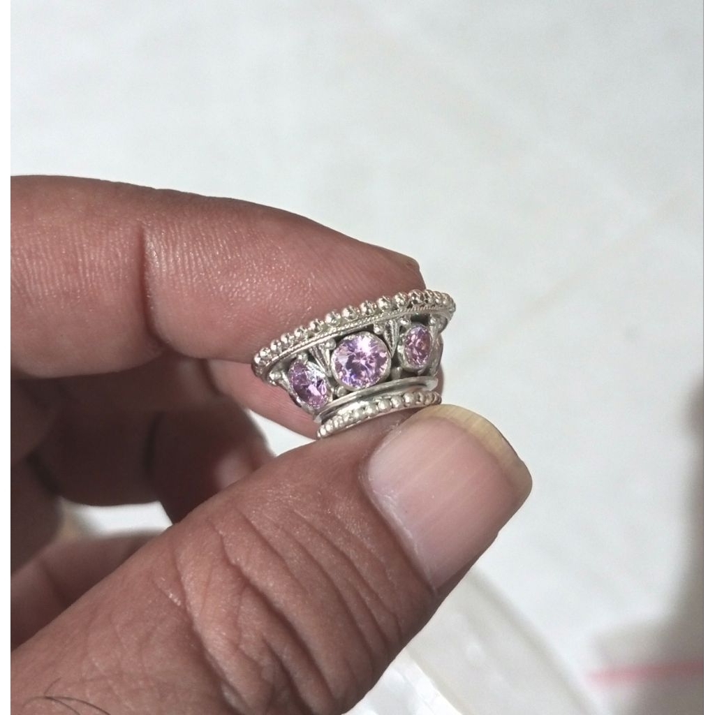 Mendak keris model solo tembaga lapis perak batu amethys
