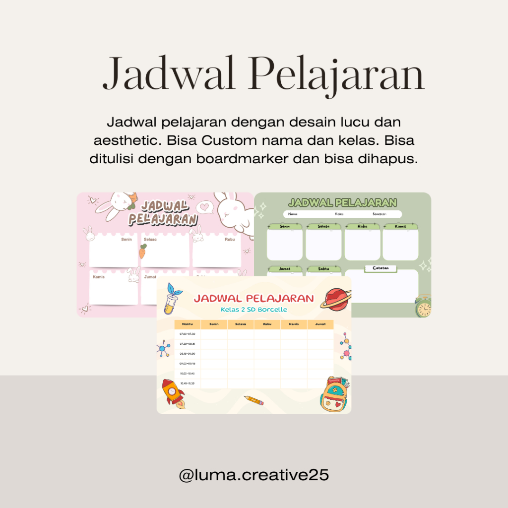 Jadwal Pelajaran Custom