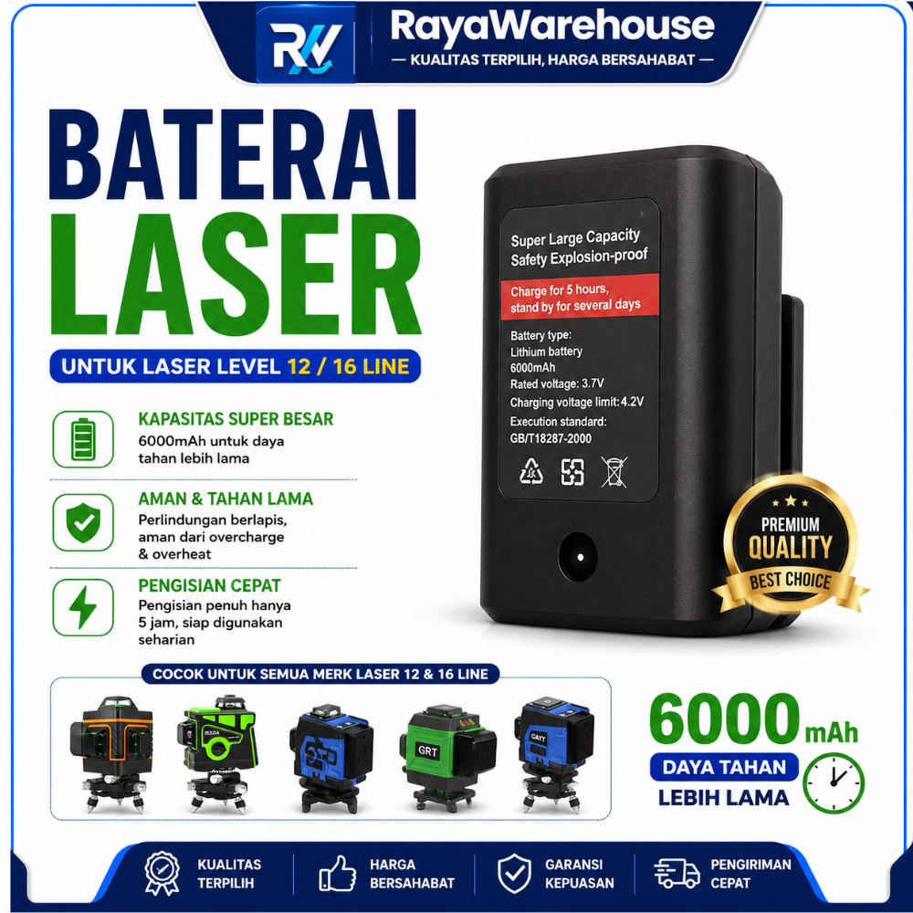 Baterai Laser Level Hilda 12 line 16 line Baterai Laser Alat Ukur - MS