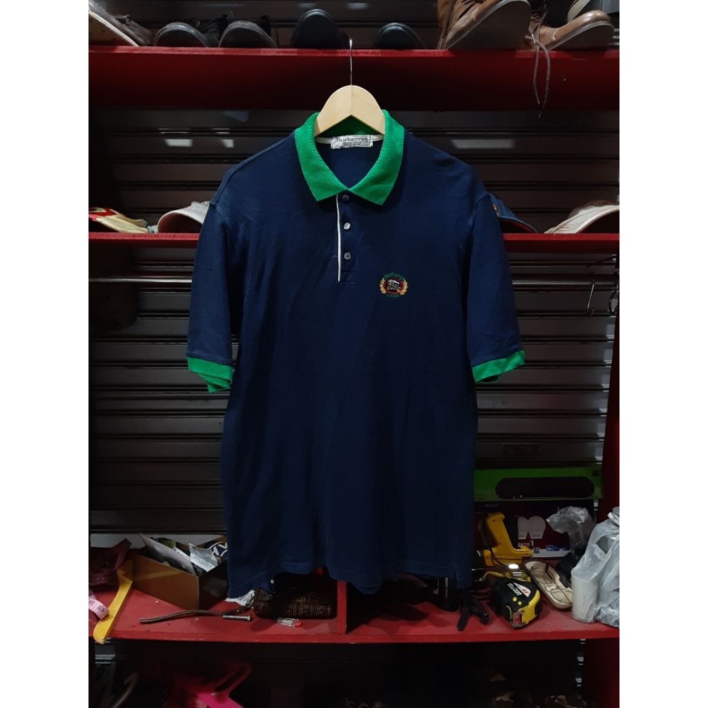Polo Shirt pique Vintage embroireded Burberrys England Authentic