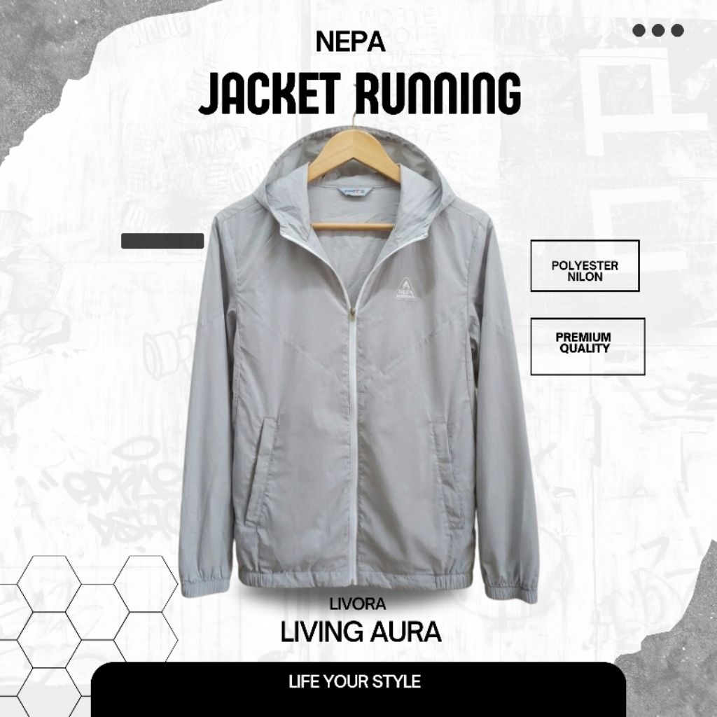 Jacket Running Nepa Original Warna Abu Minus