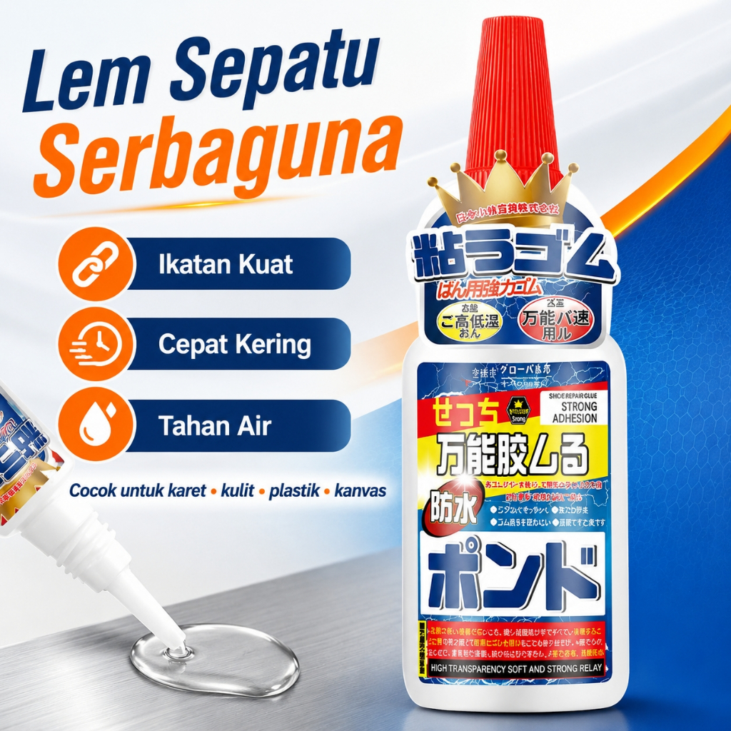 Lem Sepatu & Sendal Super Kuat Tahan Air,  – Cocok untuk Sol Sepatu Bola, Running, Kulit, Canvas, Ka