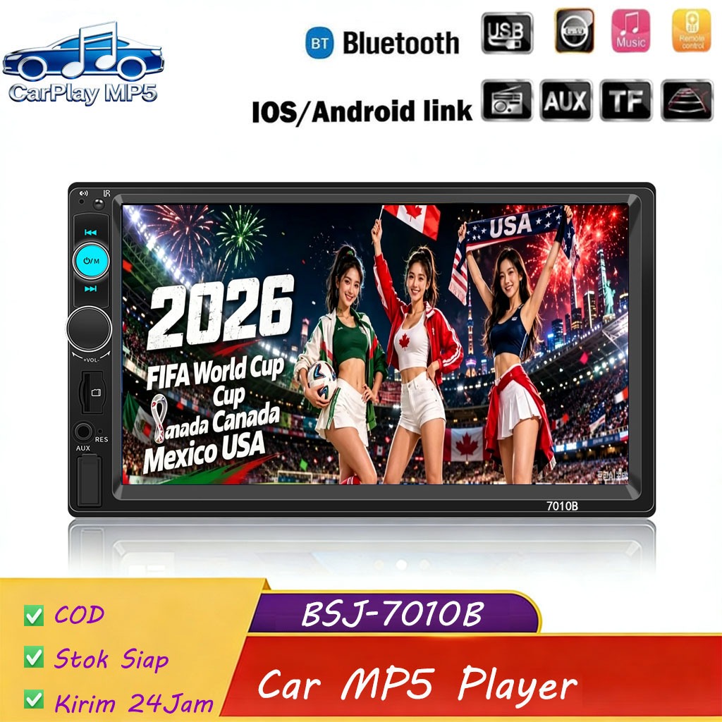 7010B 7-inch Car MP4/MP5 Player | Bluetooth Hands-free | FM | Card Reader | Amplifier | Radio | Reve