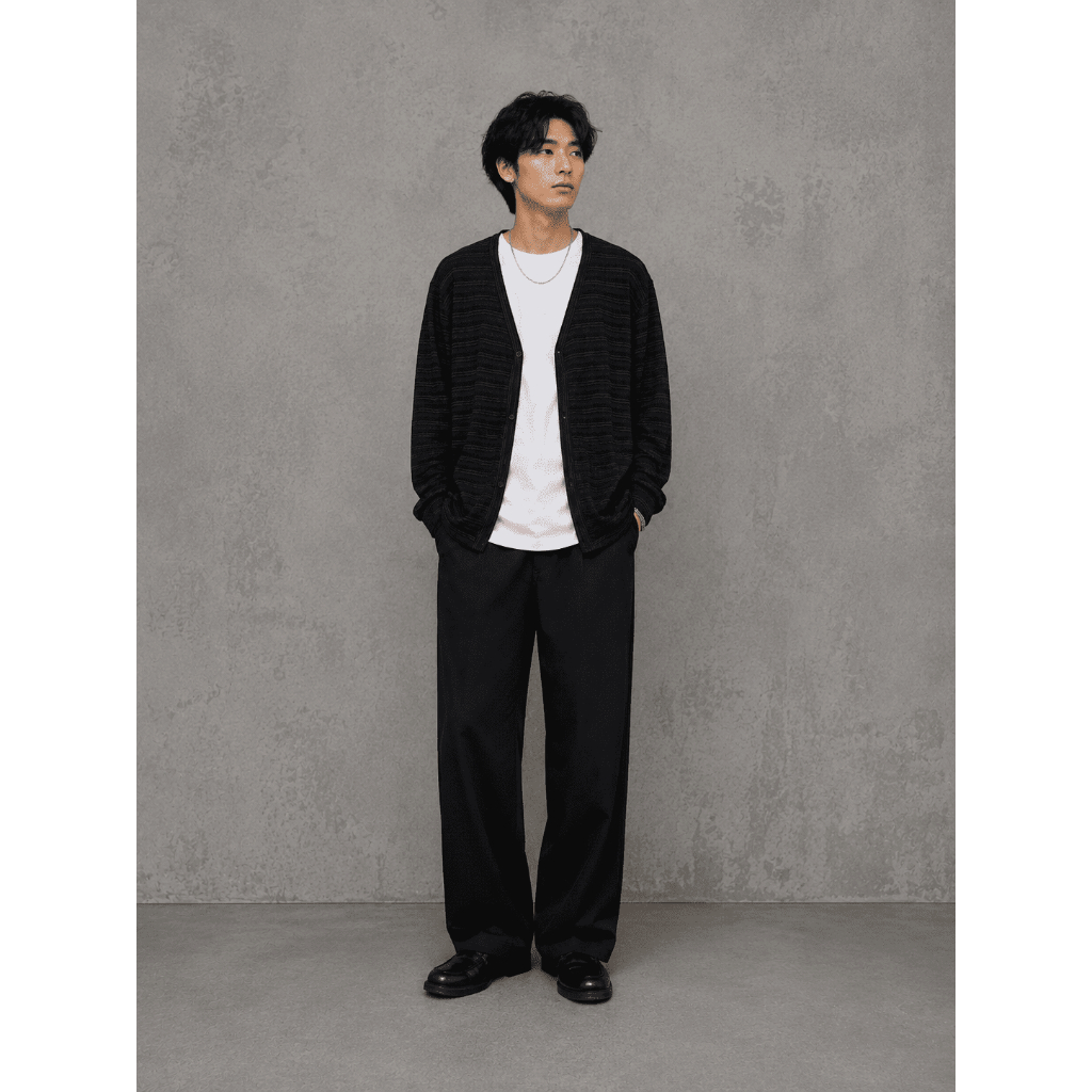 Tete Homme Grunge Striped Button Up Vneck Cardigans