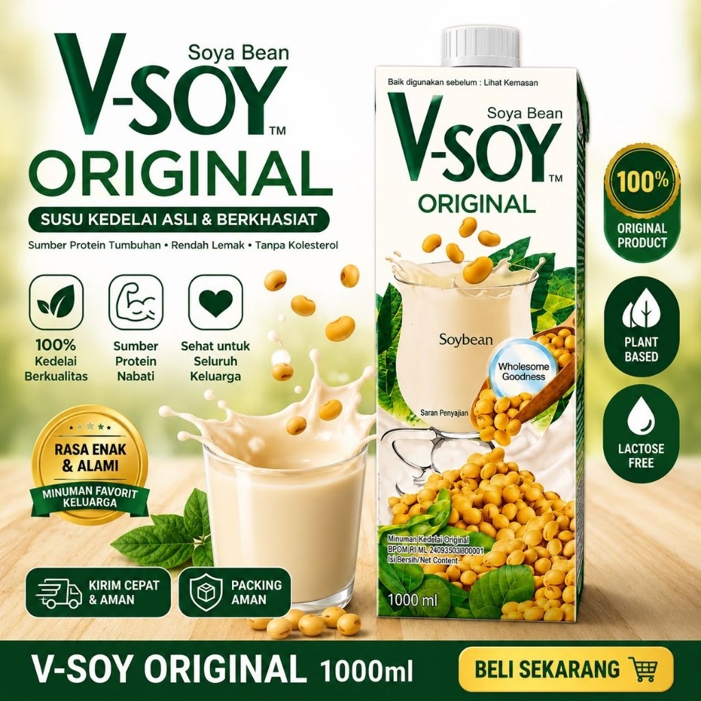 V-Soy Original 1L / Susu Kedelai V-Soy Original 1L