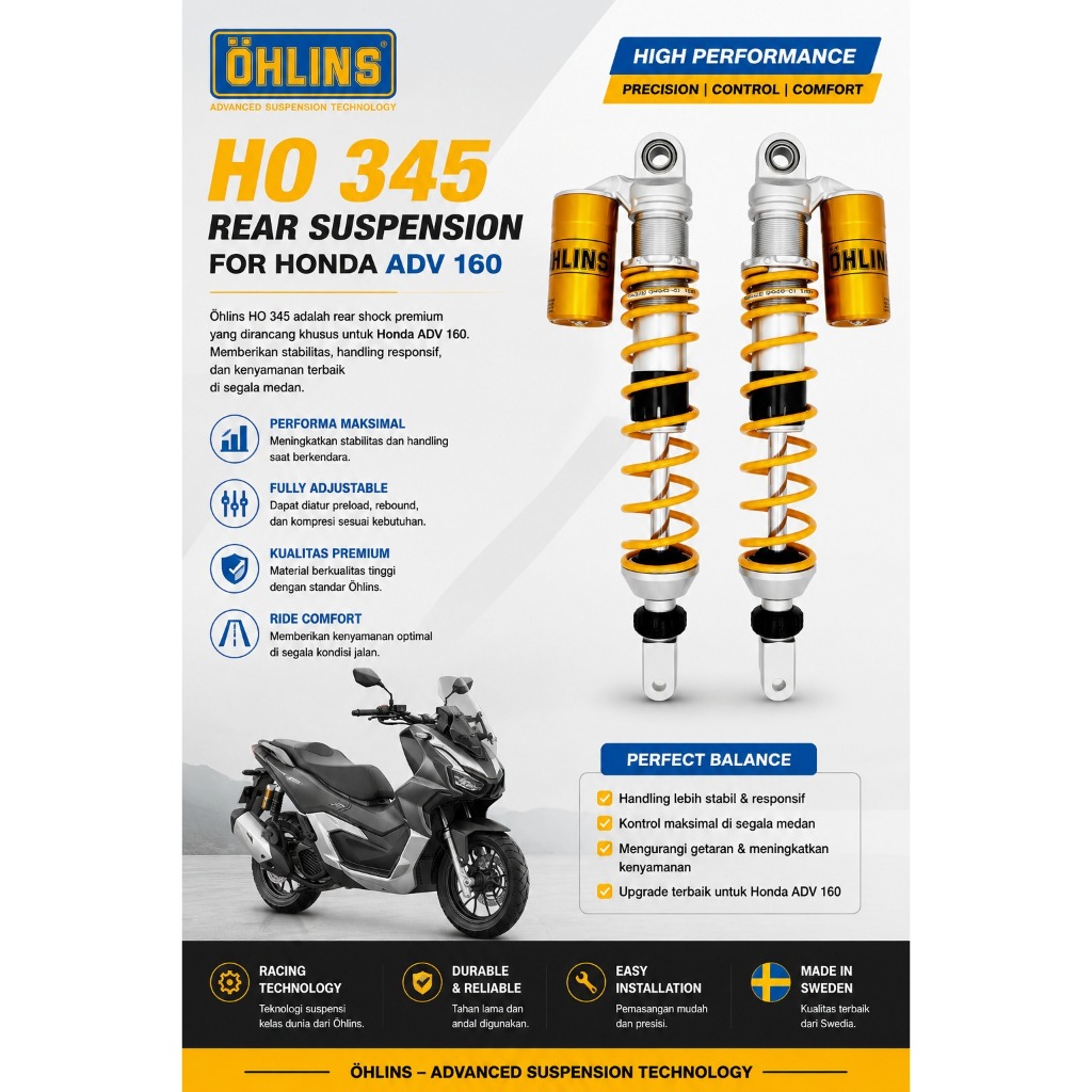 Shock Ohlins Honda Adv 160 Adv 150 - HO345