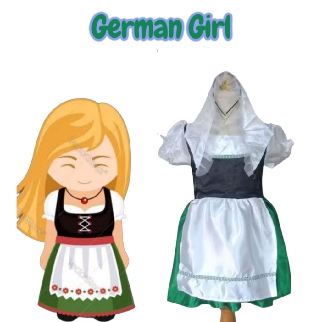 Jerman/Baju Negara Jerman Girl/Pakaian Adat Internasional Anak dan Dewasa (Rok Pendek)