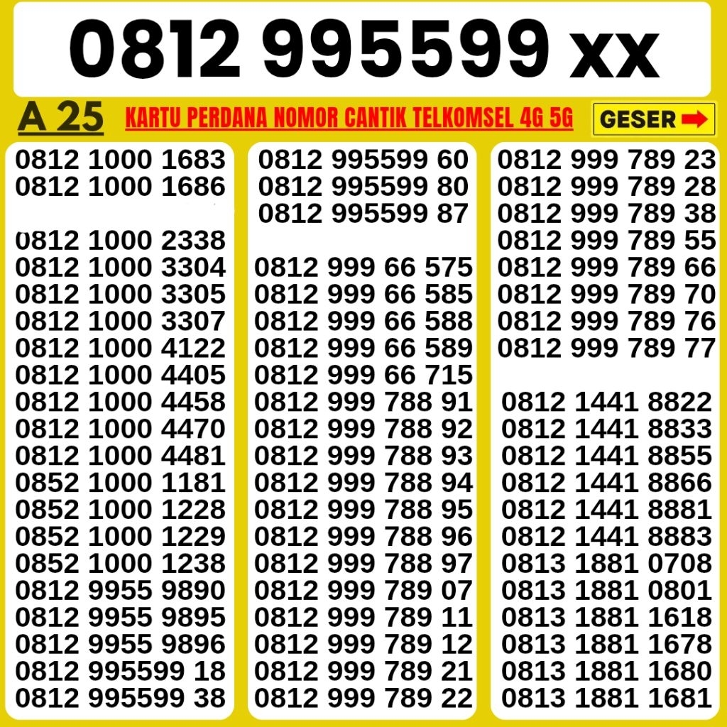 NOMOR CANTIK SIMPATI SUPER 995599 NOMOR 11 digit 12digit TELKOMSEL 4G 5G NOCAN SIMPATI NOMER TELKOMS