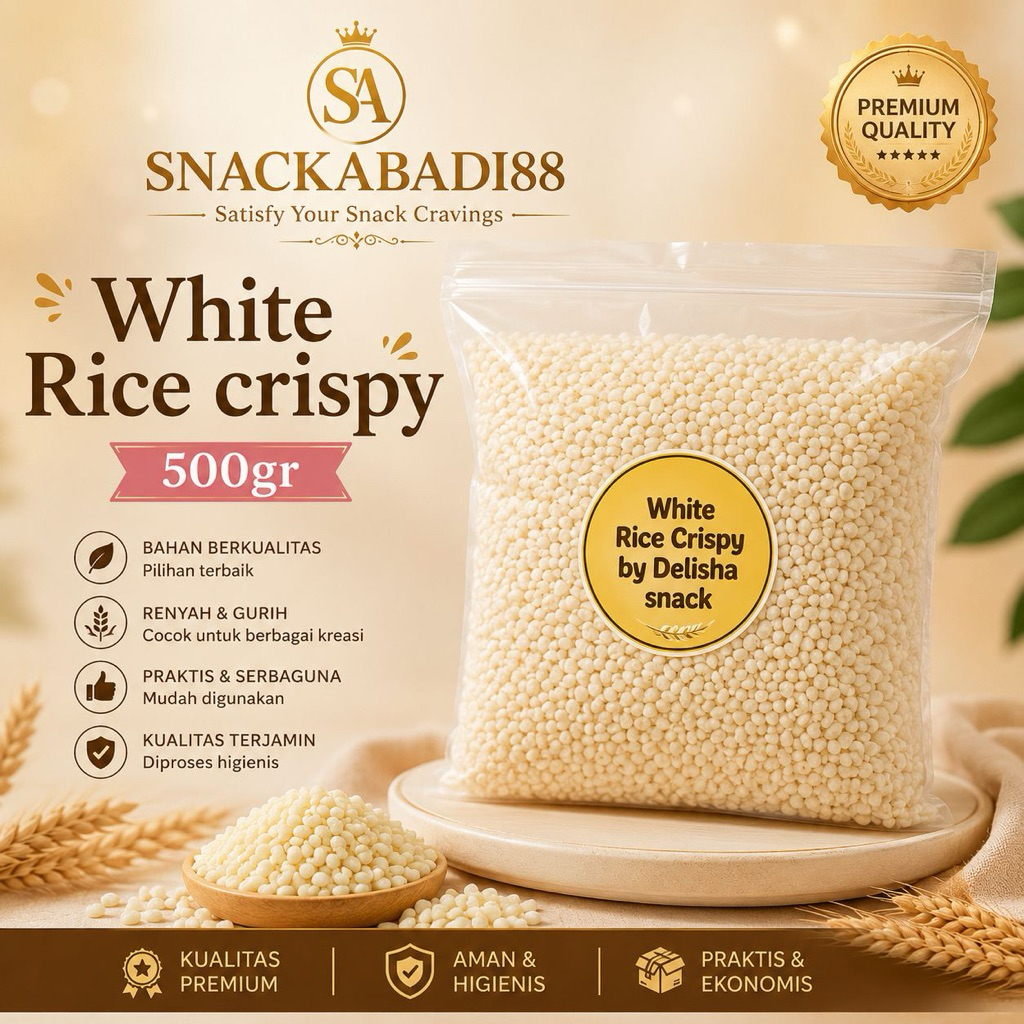 Rice Crispy Putih 500gr Super Crunchy untuk Topping Dessert & Coklat