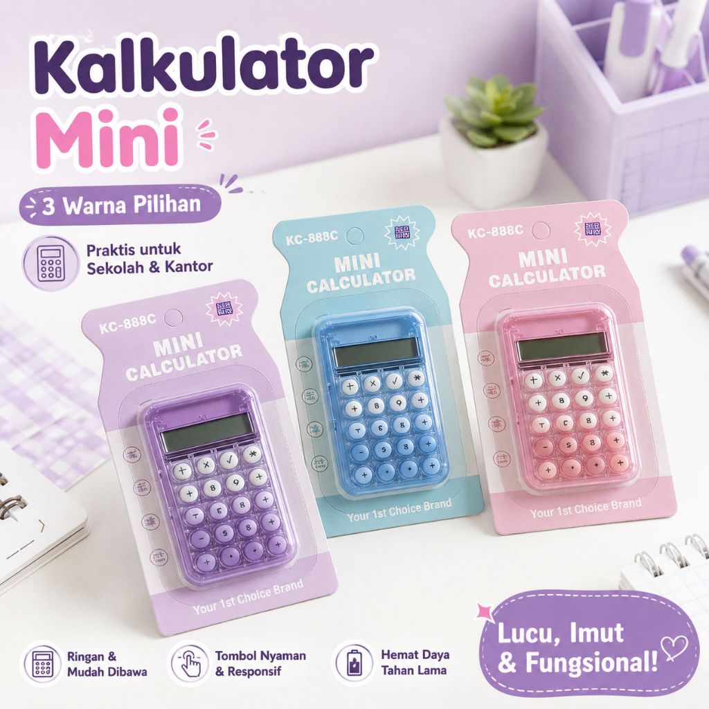 Kalkulator mini berwarna transparan jelly​, Kalkulator Kecil Imut/Kalkulator Mini /Kalkulator Mini T