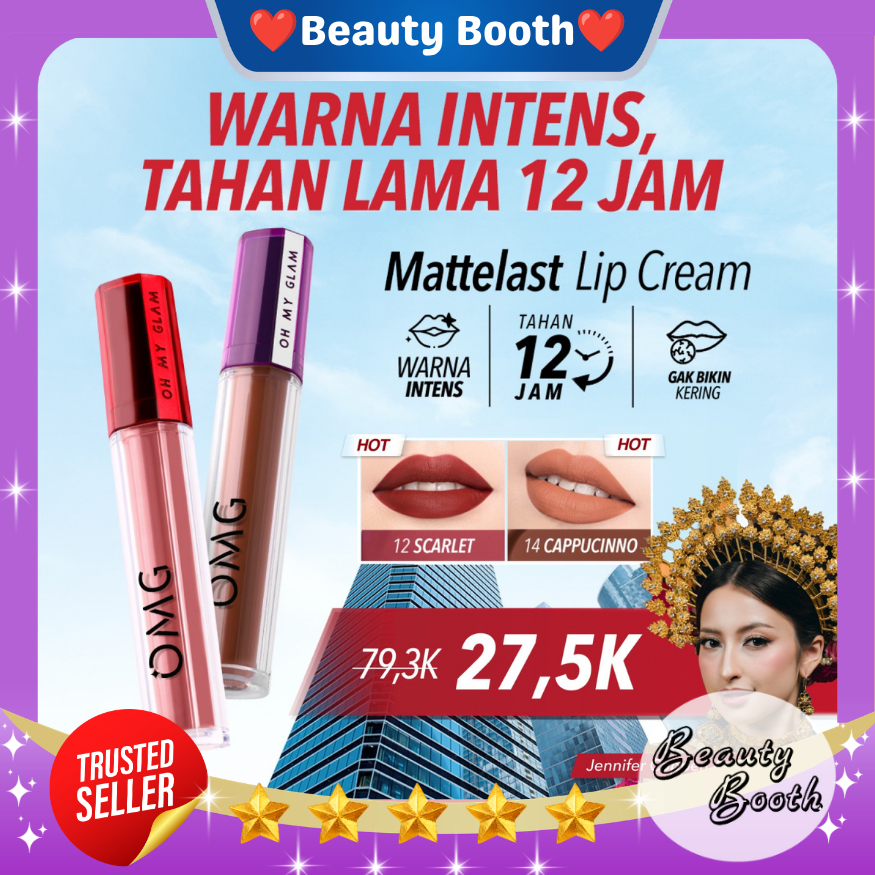 OMG Oh My Glam Lip Cream Matte | Lip Matte Kiss | Lipstick Matte | OMG Glassy Lip TInt - Beauty Boot