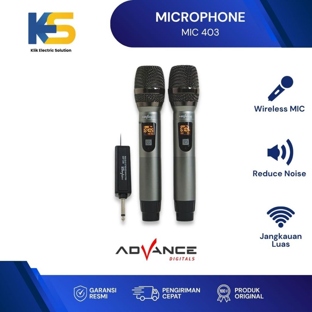 K.E.S - Advance MIC-403 Mic Double UHF Box Mic Alumunium Recharger