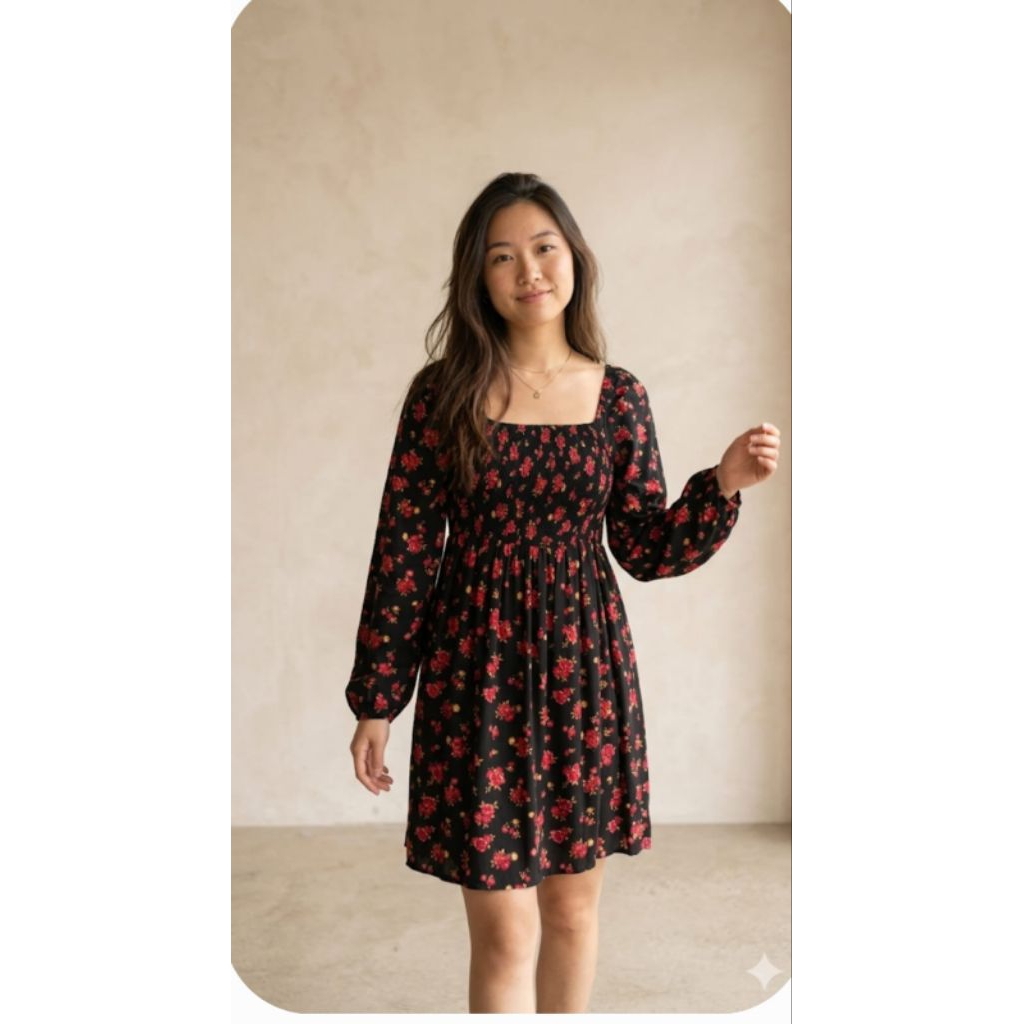 Dress Smoke Bunga Hitam