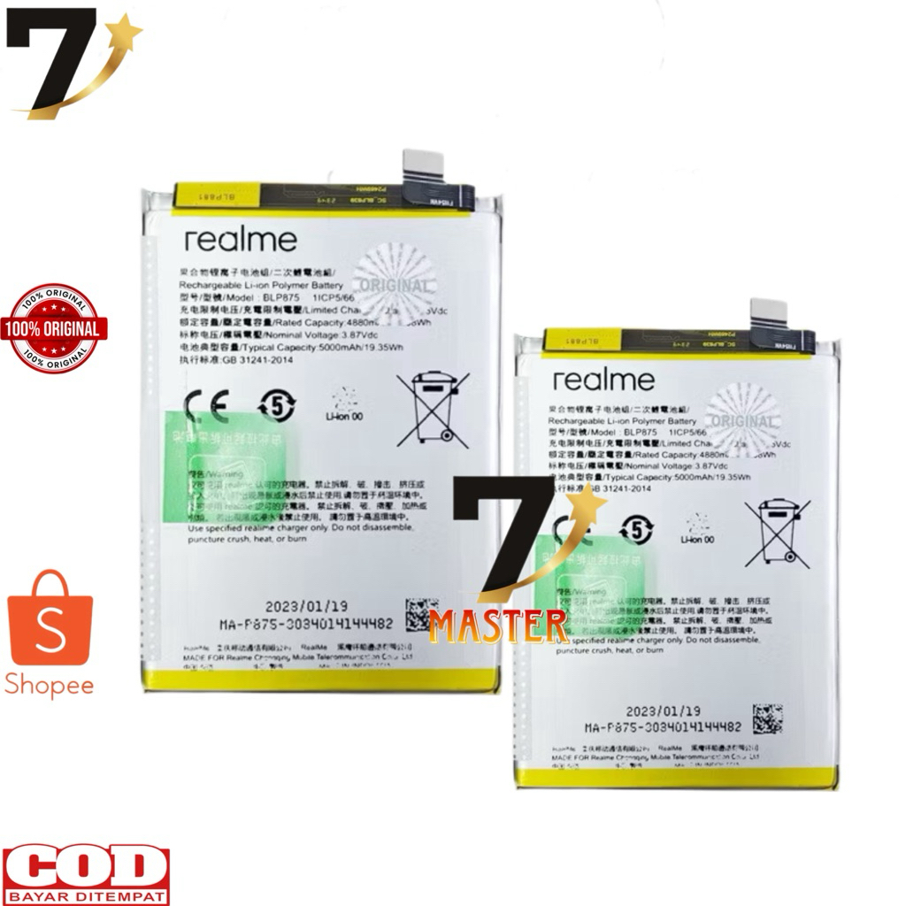Batre Baterai Realme Narzo 50 RMX3286 BLP875 Batu Battery BLP875