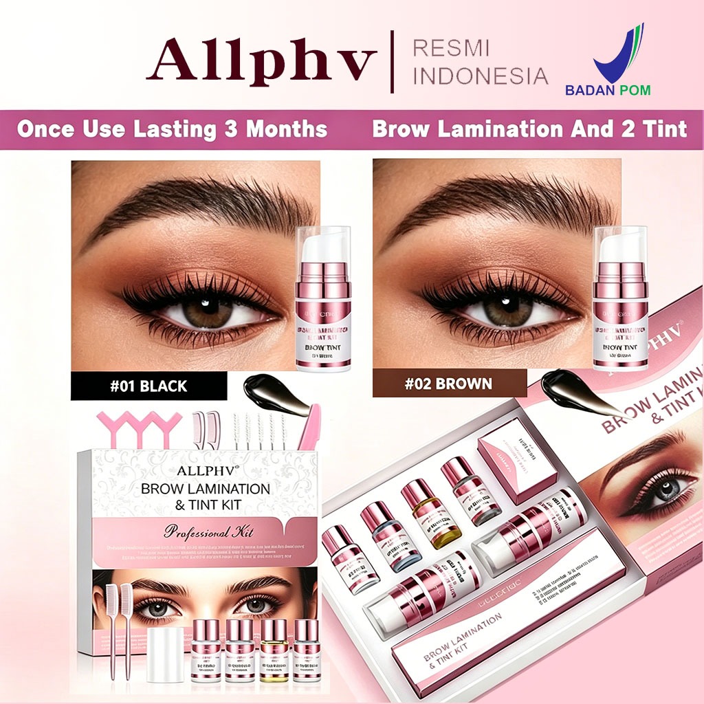 [BPOM]ALLPHV Brow Bomber Kit Brow Lamination Brow Lift Perm Alis Membentuk Alis Warna Hitam Coklat