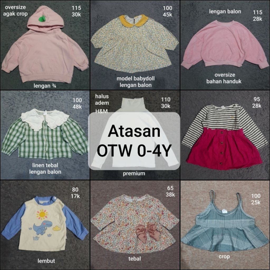 PL Atasan OTW Anak Cowo Cewe 0-4 Tahun Mix Brand & No Brand Unisex Laki-laki Perempuan Baju Kaos, Ve