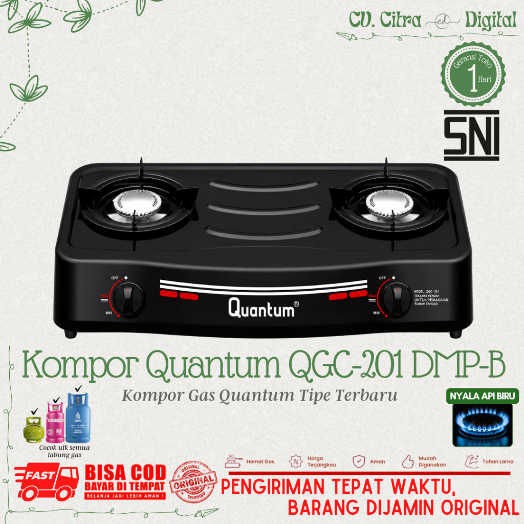Quantum Kompor Gas 2 Tungku QGC-201 DMPB / Quantum 2 Tungku