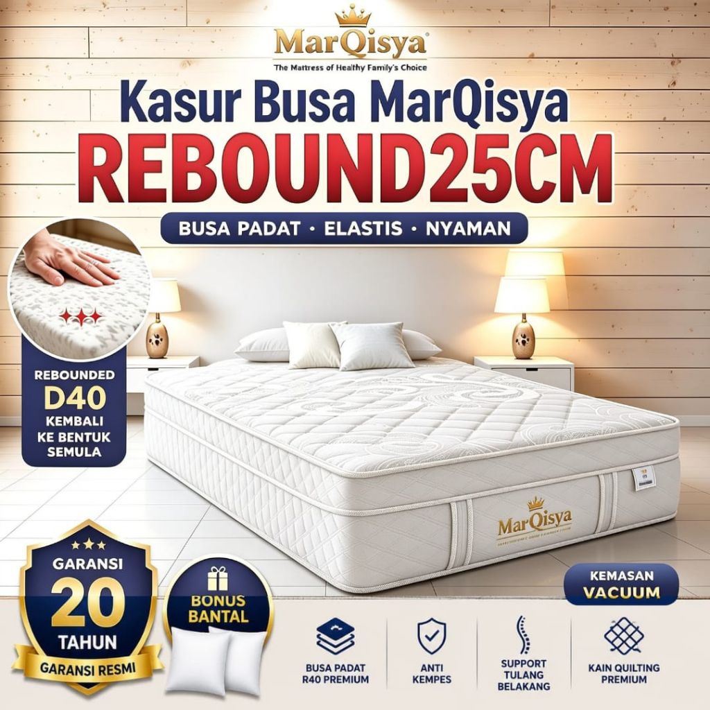 MARQISYA R40 Tebal 25cm Kasur Busa Rebonded dengan Cover Quilting Premium Garansi 20th ready semua u