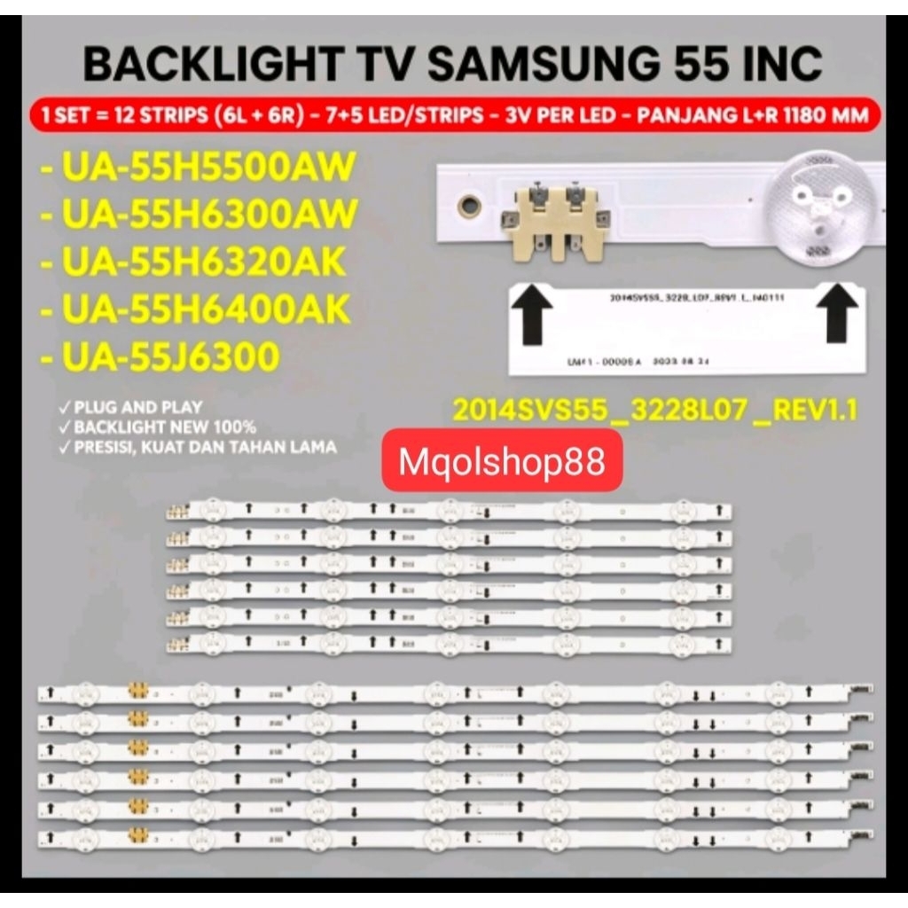 BACKLIGHT TV SAMSUNG 55 INC UA55H6300 UA55J6200 UA55J5500 UA55J6300 UA55H5500