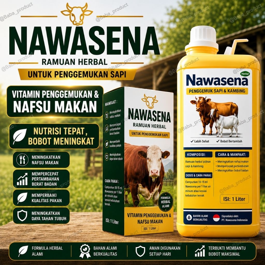 NAWASENA Penggemuk Sapi Herbal 1L | Vitamin Nafsu Makan Sapi & Kambing