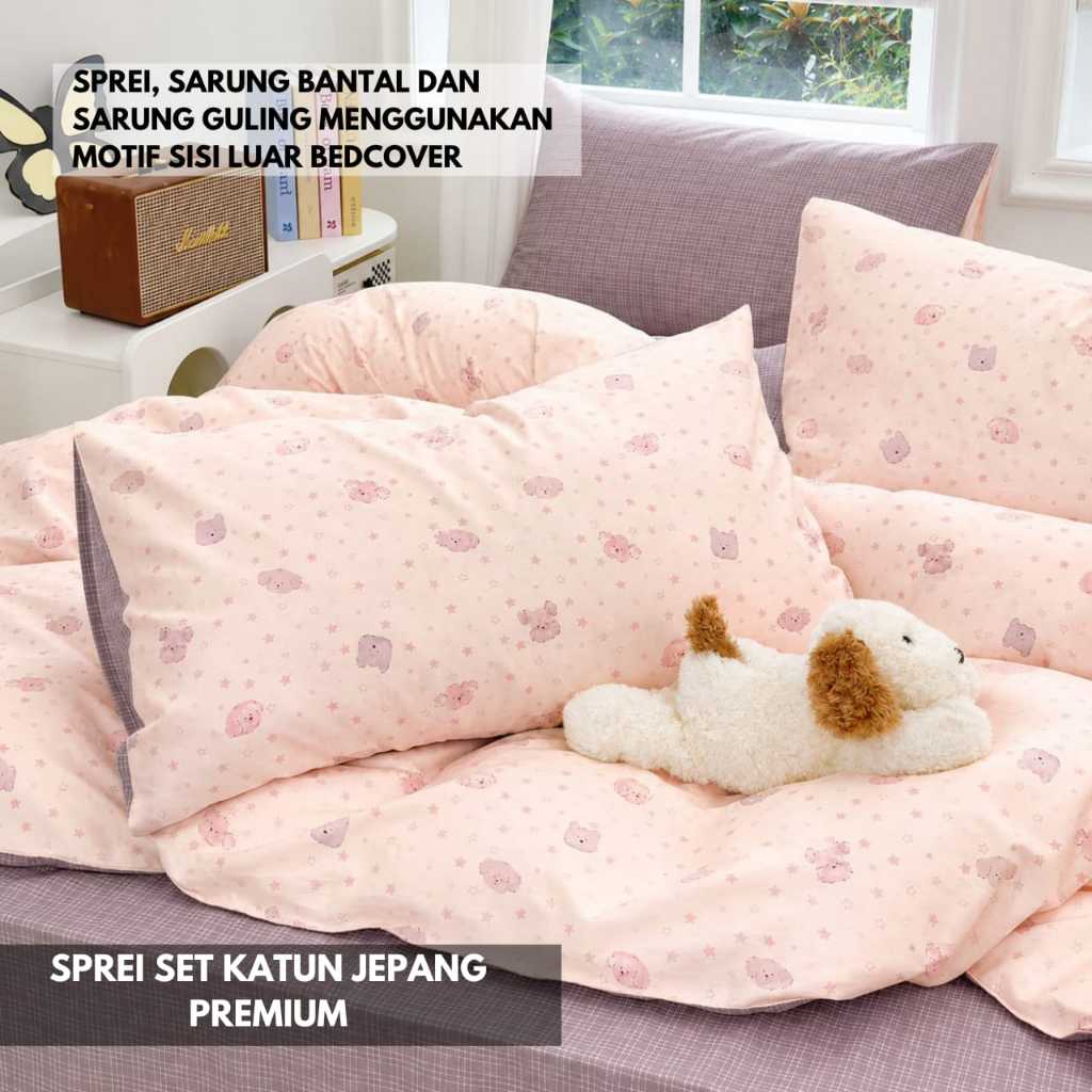Sprei Set Katun Jepang Premium Osaze Motif Anak Size Queen 160x200 King 180x200 Extra King 200x200 1