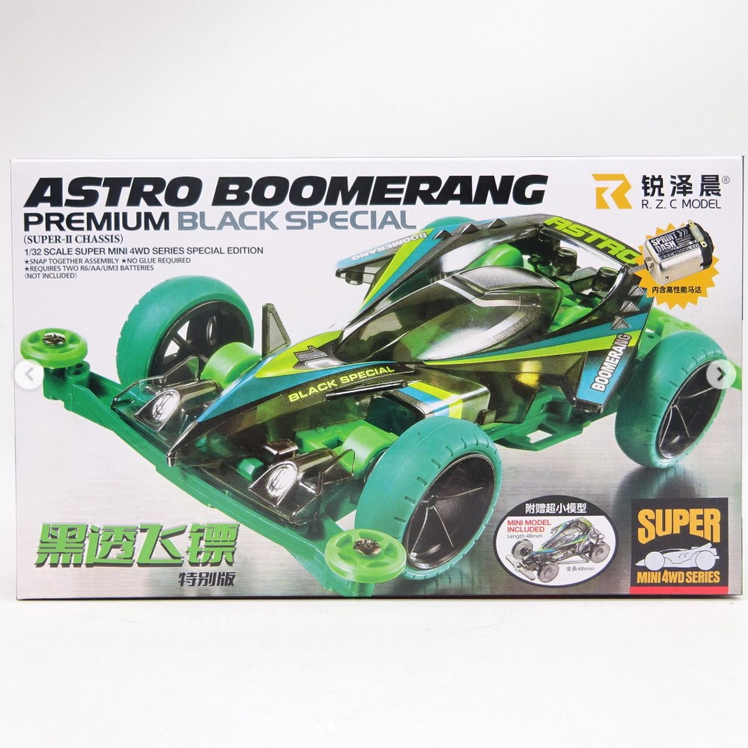 Mini 4wd Rep. Tamiya Astro Boomerang Black Special Super 2 Merk RUIZE