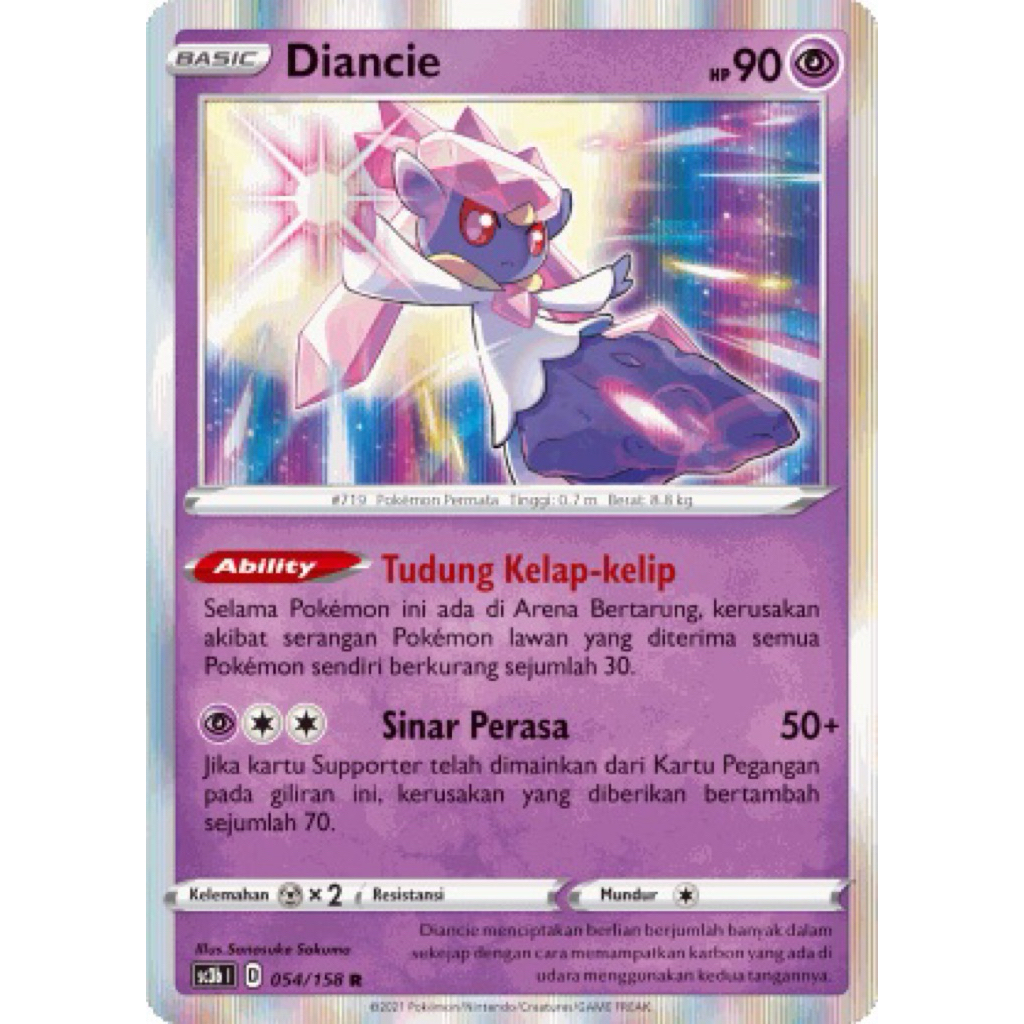Diancie #54 VMAX Berkilau - Kartu Pokemon TCG Original Indonesia
