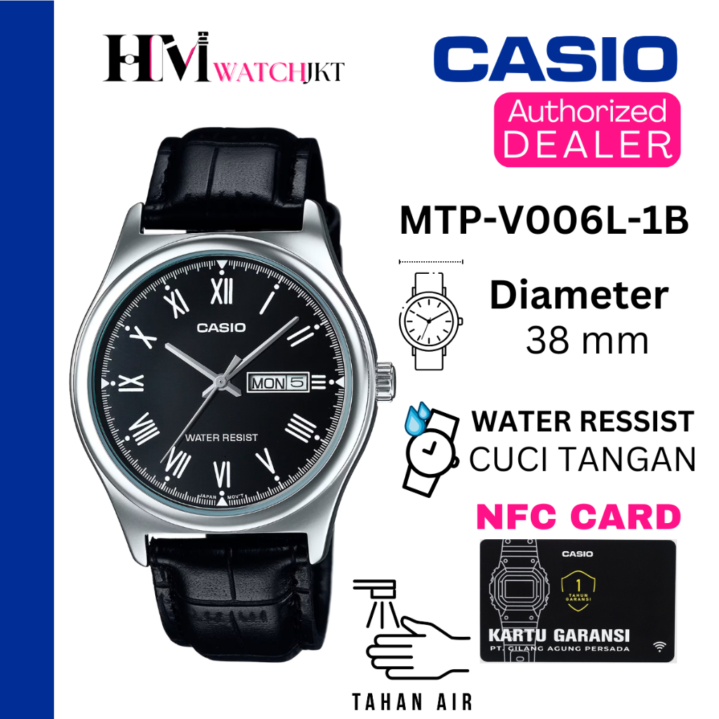CASIO MTP-V006L-1BUDF Jam Tangan Pria Original Analog Kulit Antiair MTP-V006L-1B MTPV006