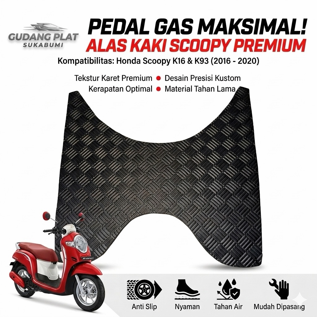 Karpet Motor Honda Scoopy 2016 2017 2018 2019 2020 | Alas Kaki Scoopy Anti Slip Tebal Karpet Pijakan